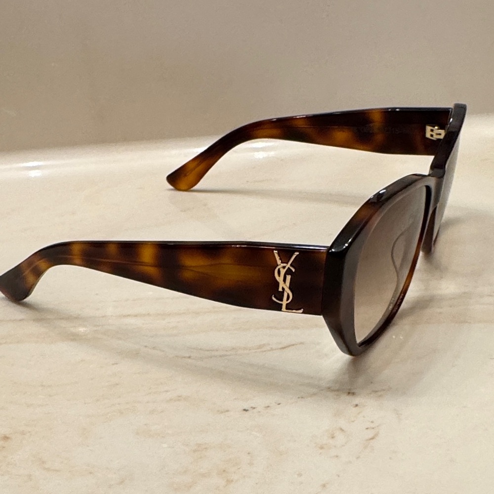 Saint Laurent Brown Tortoise Sunglasses - Picture 3 of 5